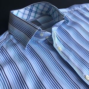 Thomas Dean Blue Stripe Shirt